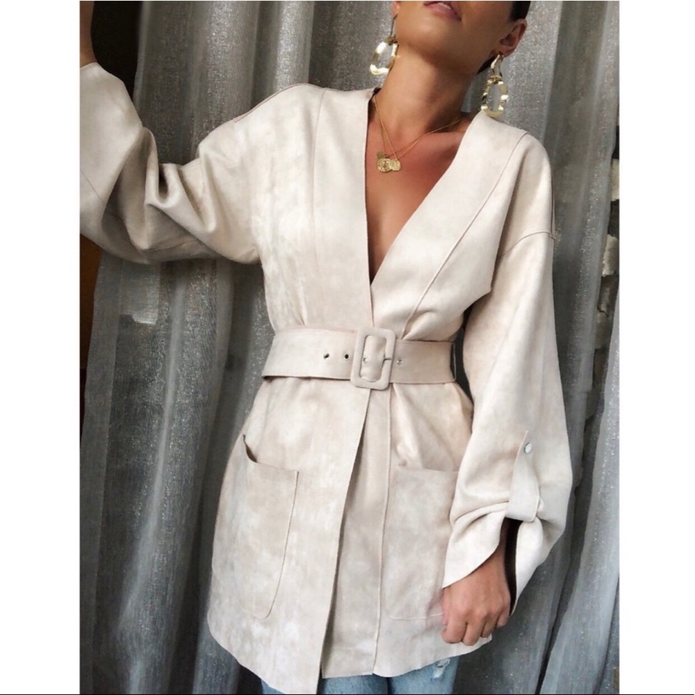 SOLD Bell Sleeve Suede Belted Jacket